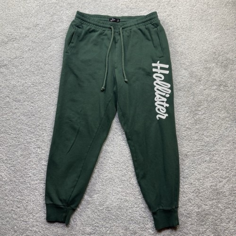 Hollister California Jogger Sweatpants Mens S Forest Green Embroidered Spellout